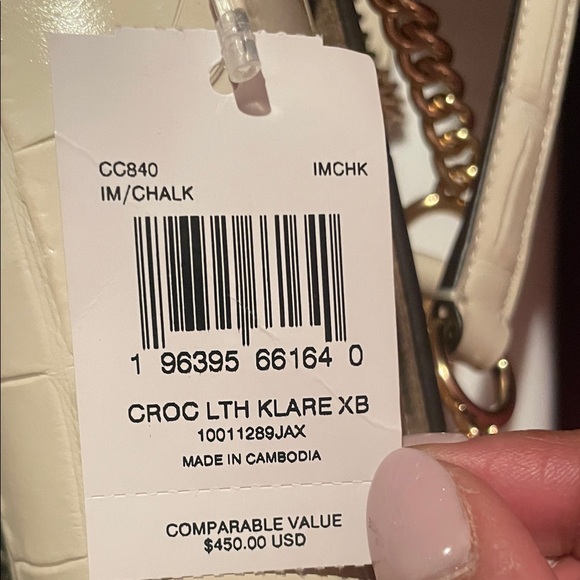 Coach Klare Cream Croc-Embossed Shoulder Bag - Picture 5 of 5